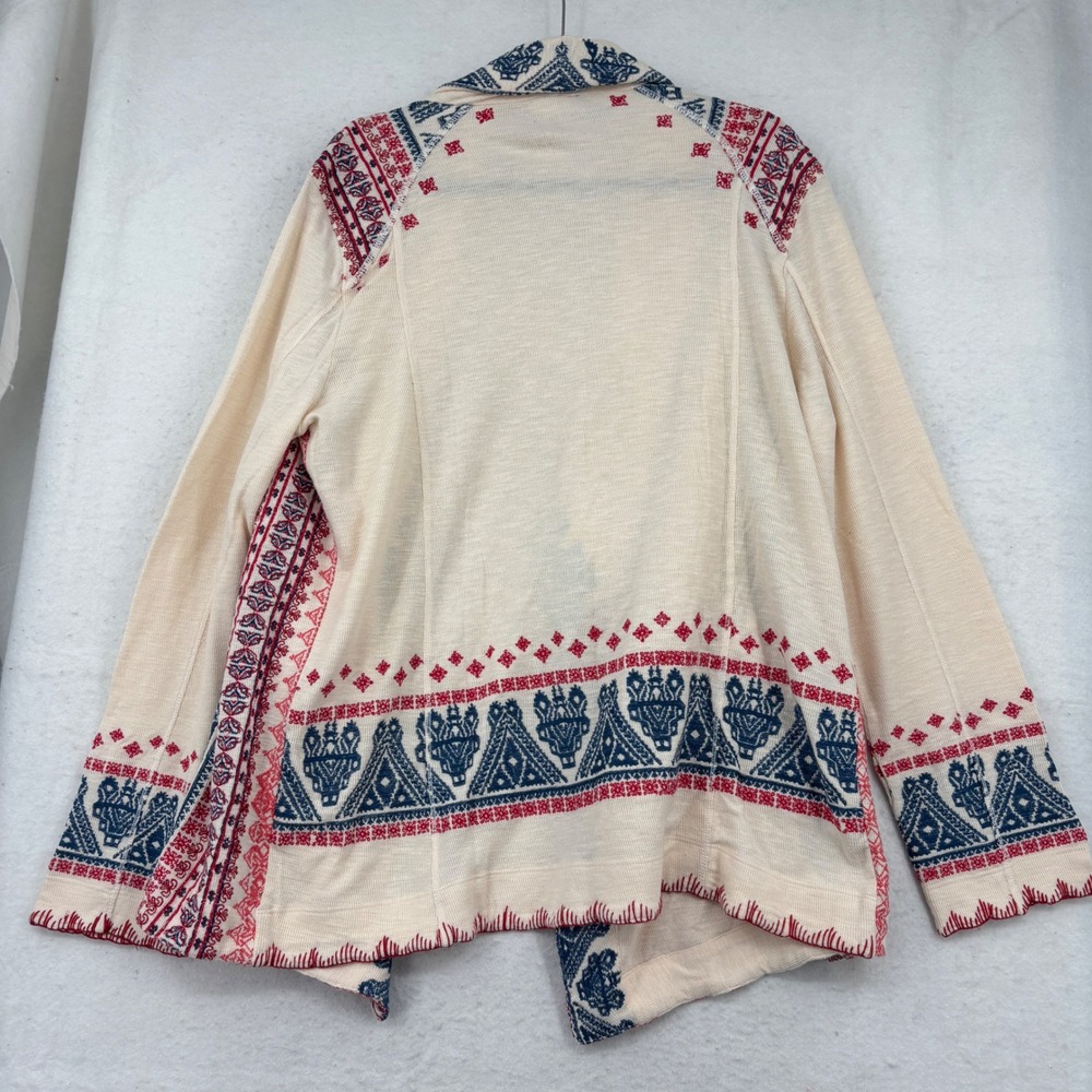Sundance Open Front Cardigan Sweater Women XL Cream Red Blue Southwestern Print - Picture 6 of 8